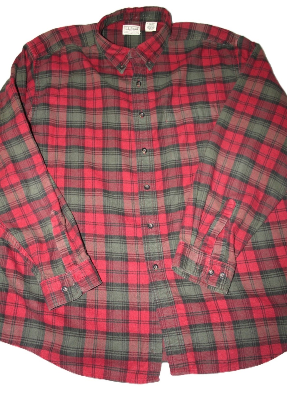 L.L. Bean Shirt Mens XL Red Plaid Button Up Long Sleeve Cotton Flannel Casual